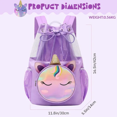 Vista 2 de Mygreen Bolsa de gimnasio con cordón para niños pequeños, linda caricatura, animales del zoológico, mochila deportiva