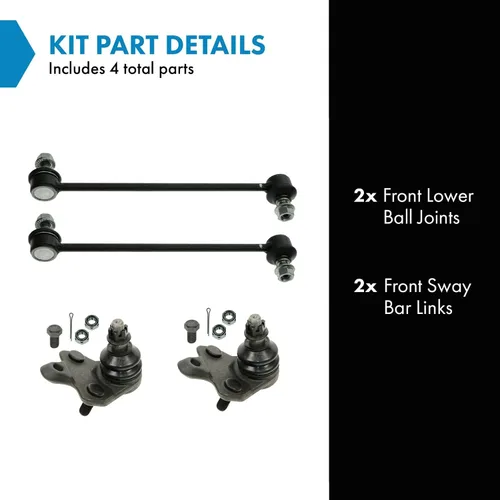 Vista 2 de TRQ Kit de suspensión delantera articulación esférica estabilizador de barra estabilizadora compatible con 2003-2010 Pontiac Vibe 2005-2010 Scion tC