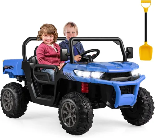 Vista 15 de Costzon Camión volquete con control remoto, UTV eléctrico de 12 V para niños con cama volquete eléctrica, función de balanceo, pala, 4 suspensiones