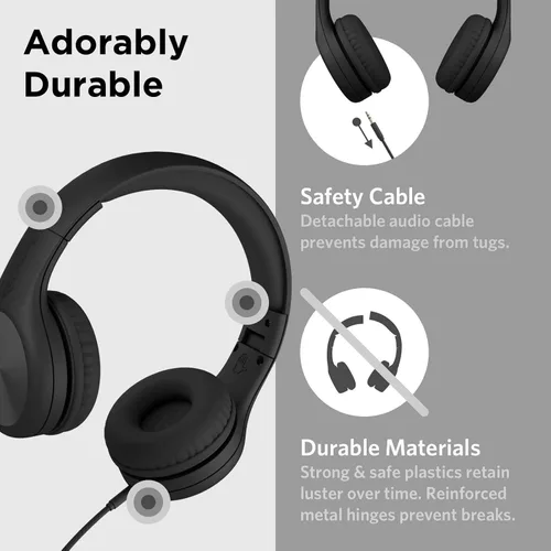 Vista 3 de LilGadgets Connect+ Pro - Auriculares con cable para niños con micrófono, limitación de volumen con cable, tecnología SharePort y acolchado