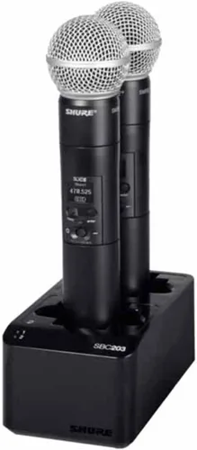 Vista 5 de Estación de carga doble Shure SBC203-US para transmisores SLXD y batería SB903