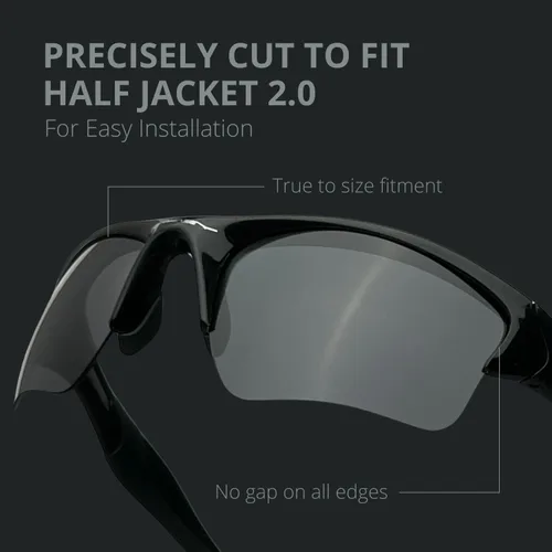 Vista 3 de Dynamix Lentes de repuesto polarizadas para Oakley Half Jacket 2.0 XL, fáciles de instalar, se ajustan perfectamente, color negro liso