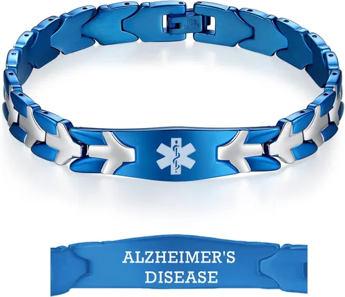 Vista 83 de LinnaLove Pulseras de alerta médica de pez volador para hombres y mujeres, pulseras médicas de acero inoxidable con grabado gratis, 8.5 pulgadas
