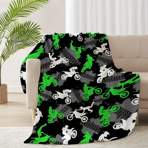 Vista 26 de Manta de forro polar suave para regalo de motocicletas de motocross, manta acogedora de franela, aire acondicionado, 50x40 pulgadas para niños
