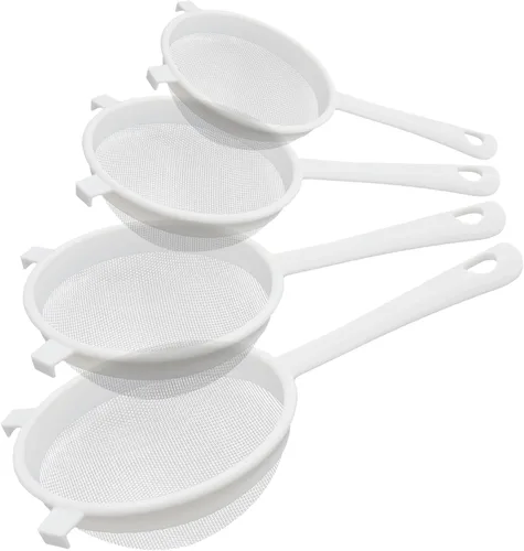 Vista 8 de Juego de 3 coladores de kéfir de malla fina de nailon de plástico con asa, colador de malla fina para yogur, hornear, cocina, kéfir, té, jugo, pasta