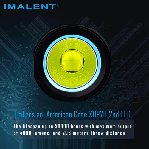 Vista 3 de IMALENT LD70 linterna de bolsillo EDC, linternas compactas brillantes y potentes de 4000 lúmenes con LED CREE XHP70.2, linterna recargable de mano
