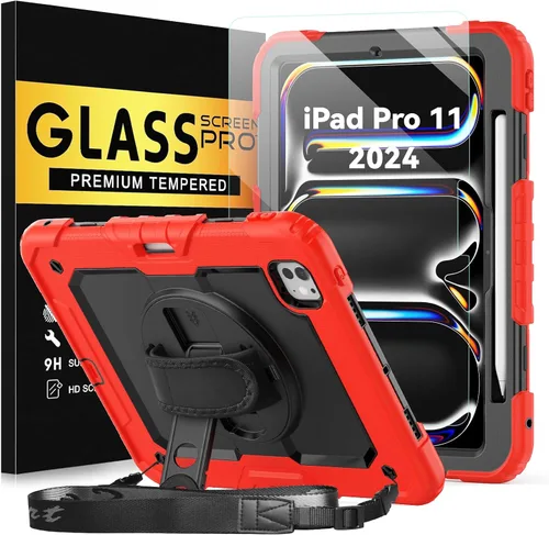 Vista 17 de BLOSOMEET Funda para iPad Air de 11 pulgadas M3 2025 y M2 2024 con protector de pantalla de vidrio templado y soporte para lápiz, funda para iPad