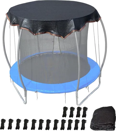 Vista 9 de Funda de sombra para cama elástica redonda de 10 pies, cubierta redonda para cama elástica al aire libre para protección solar y bloqueo de hojas