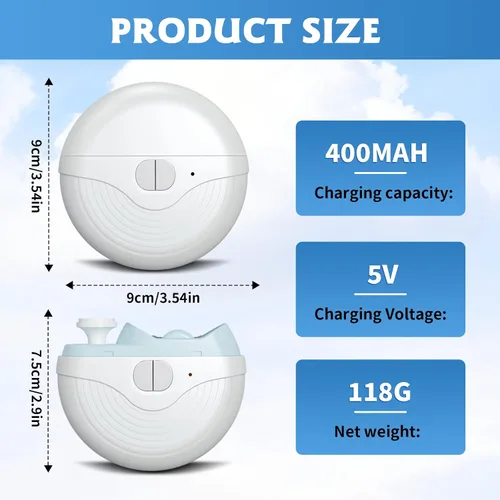 Vista 7 de Cortaúñas eléctrico, cortaúñas inteligente para personas mayores, 3 velocidades de potencia fuerte, recortador automático de uñas con pulidor, luz