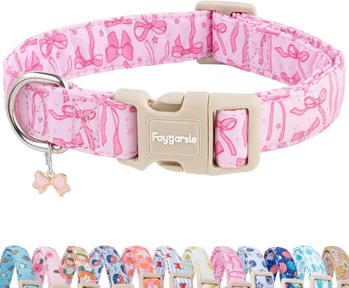 Vista 13 de Faygarsle - Collar floral para perras, diseño de primavera de verano rosa y amarillo, para perros pequeños, medianos y grandes, XS Flor Amarilla
