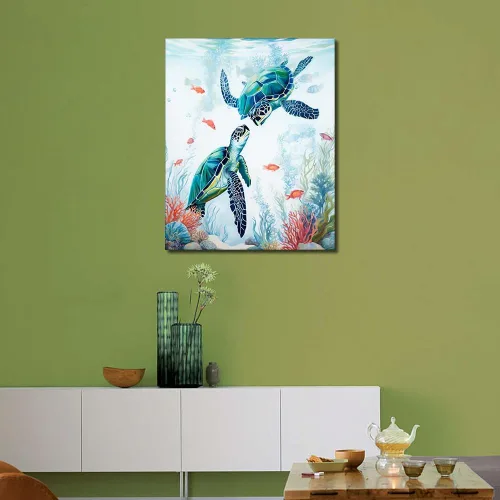 Vista 2 de TUMOVO Pintura por números para adultos, tortuga marina, pintura por números, tortuga náutica oceánica, para niños, kits de pintura por números