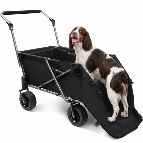 Vista 11 de REDCAMP Carro Plegable para Perros con Extremo Trasero Extensible de Servicio Pesado, 220L Carrito Utilitario Plegable Grande Cochecito para Perros