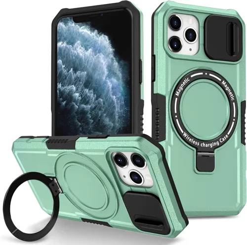 Vista 91 de Funda magnética para iPhone 11, soporte de anillo con ventana corrediza, funda protectora mate a prueba de golpes para iPhone 11 6.1, fundas