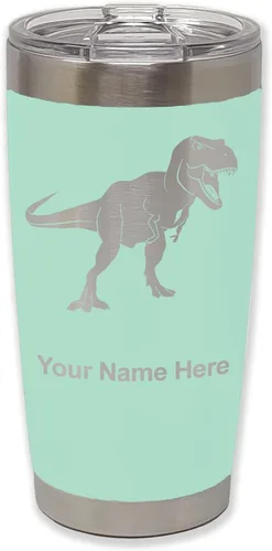 Vista 35 de LaserGram Vaso aislado al vacío de 20 onzas, dinosaurio Tiranosaurio Rex, grabado personalizado incluido (negro)