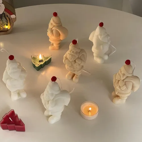 Vista 3 de Molde de vela de silicona de Papá Noel 3D de Navidad DIY de yeso de Navidad de resina de jabón de hielo molde de vela herramienta de fabricación