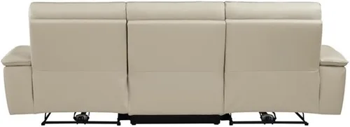 Vista 5 de Pemberly Row Sofá reclinable doble de cuero de 110" con reposacabezas en beige