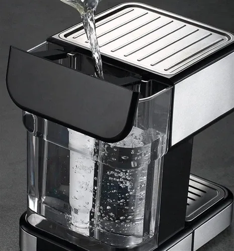 Vista 5 de Cafetera de capuchino automática de calentamiento rápido de 20 bares, con espumador de leche espumante, tanque de agua de 1.5 L, 1050 W