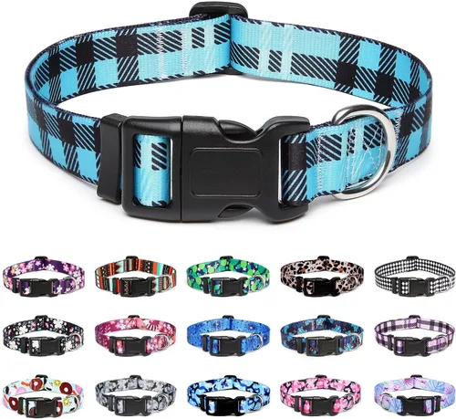 Vista 6 de Mercano - Collar ajustable para perro, patrones de diseño especial, collar de nailon suave cómodo y duradero para perros pequeños, medianos
