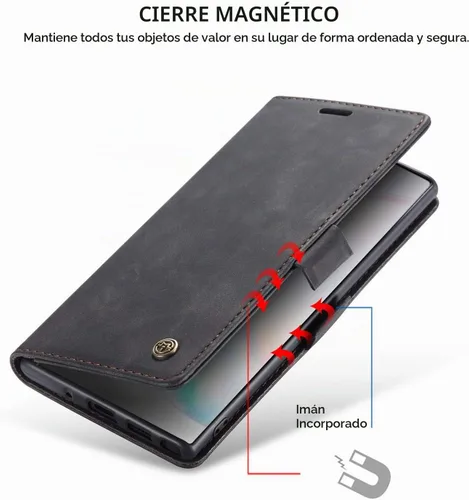 Vista 4 de Funda tipo cartera para Samsung Galaxy Note 10+ Plus, con soporte magnético, de piel sintética, con ranuras para tarjetas de crédito y tarjetas