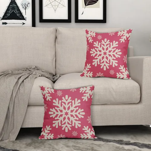 Vista 12 de Fundas de almohada decorativas de Navidad negras 40x40 cm con copos de nieve blancos de Navidad, juego de 2, temática rústica de invierno