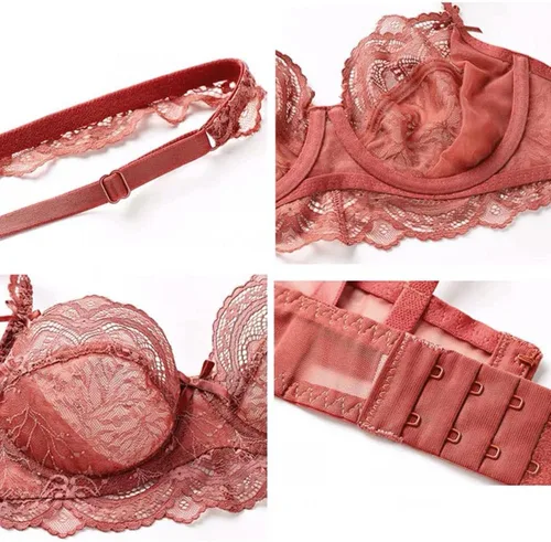 Vista 6 de Brasier de encaje para mujer, con aros, sin relleno, copa suave, cómodo, para uso diario