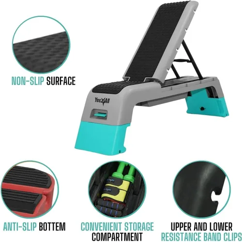 Vista 4 de Yes4All - Banca multifuncional para aeróbicos - Estación de fitness versátil, banco de pesas, step aeróbico, caja de pliometría para entrenamientos