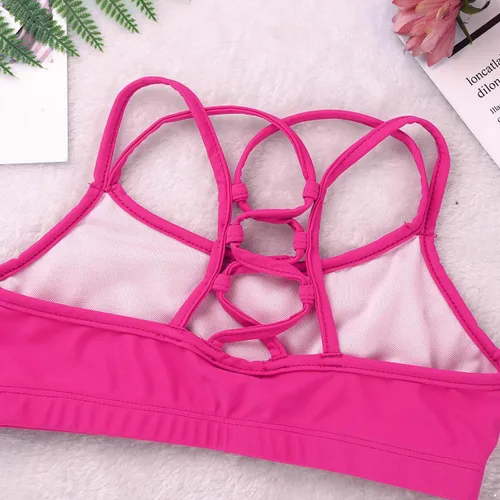 Vista 6 de RUNQHUI Brasier deportivo de entrenamiento sólido para niñas, sin mangas, elástico, para ballet, baile, entrenamiento, gimnasia, ropa deportiva