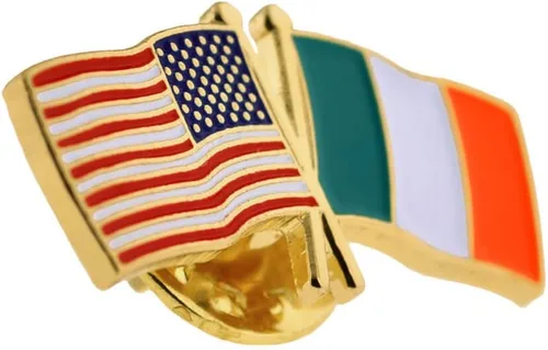 Vista 59 de PinMart Pin de solapa esmaltado con bandera de la amistad cruzada de Estados Unidos y el mundo