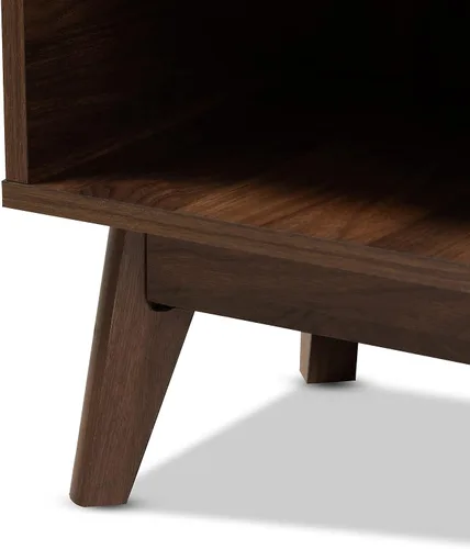 Vista 8 de Baxton Studio Lena Mid-Century - Armario moderno de madera con 5 estantes con acabado marrón nogal