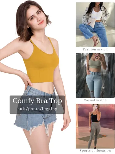 Vista 3 de Eleplus Brasier cómodo para dormir de 4 piezas para mujer, brasier sin varillas, acolchado, paquete de 4