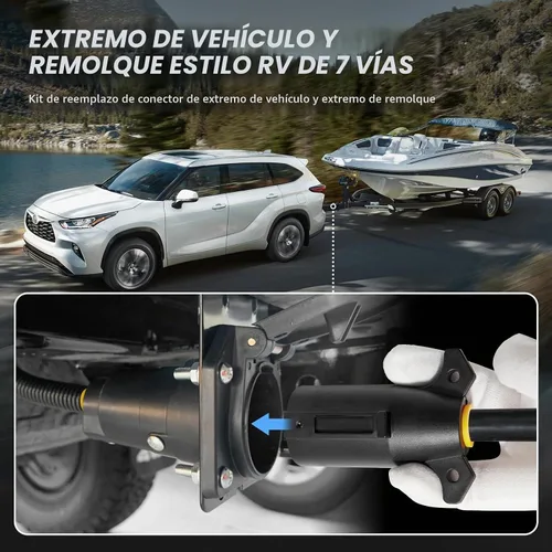 Vista 7 de MECMO RV 7 pines macho y hembra Conector de remolque, lado del vehículo y extremo de remolque, 7 vías estilo hoja de repuesto, enchufe