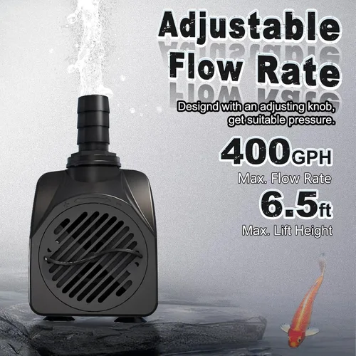 Vista 2 de SongLong Bomba de agua ultra silenciosa de 25 W 400 GPH de 10 pies con tubo, protección contra sobrecalentamiento, perfecta para fuentes pequeñas