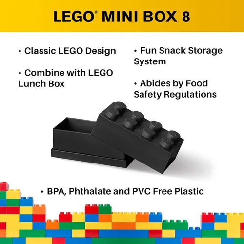 Vista 4 de Room Copenhagen, LEGO Mini Box - 1.8 x 3.6 x 1.7 pulgadas - Ladrillo 8, negro