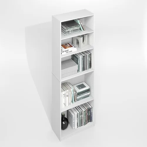 Vista 19 de Furinno GEHRY - Estantería para libros, 5 niveles, con estantes ajustables, 11.6 x 24.8 x 71.4 pulgadas, para oficina en casa, sala de estar, roble