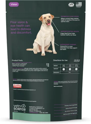 Vista 10 de VetriScience Eye & Vision - Masticables para la salud para perros, astaxantina y extracto de arándano, vitaminas y antioxidantes para los ojos