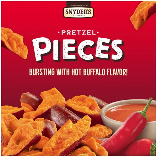 Vista 4 de Snyder's of Hanover Piezas de pretzel, ala de búfalo caliente, 3.25 onzas, 6