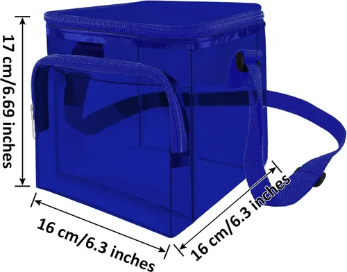 Vista 5 de Annmore Bolsa de transporte transparente para Toniebox y personajes, con cremallera, correa de hombro ajustable, azul