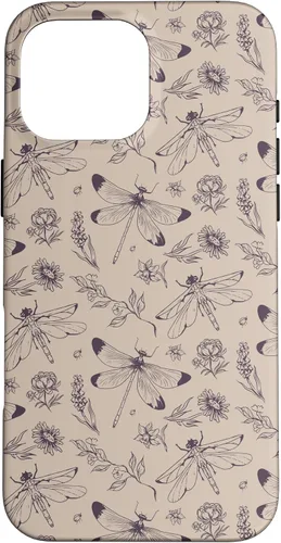 Vista 19 de Vintage Dragonfly Tan Sand Beige Wildflower Floral Flower Case for iPhone 16