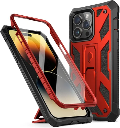 Vista 11 de Poetic Funda compatible con iPhone 14 Pro Max, funda Spartan para iPhone 14 Pro Max, textura de cuero resistente a prueba de golpes, con protector