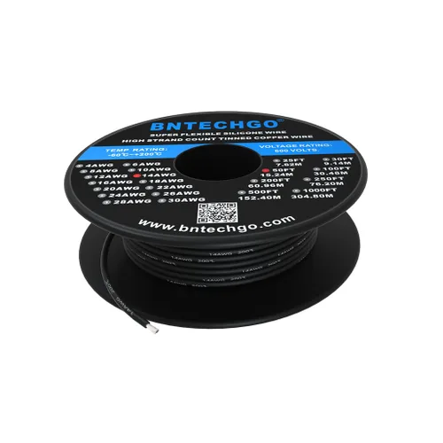 Vista 29 de BNTECHGO Carrete de alambre de silicona calibre 14 20 pies rojo y 20 pies negro flexible 14 AWG alambre de cobre estañado trenzado