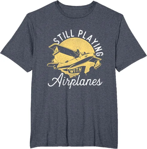 Vista 71 de Still Playing With Airplanes - Camiseta de control remoto RC Avión Piloto, Negro