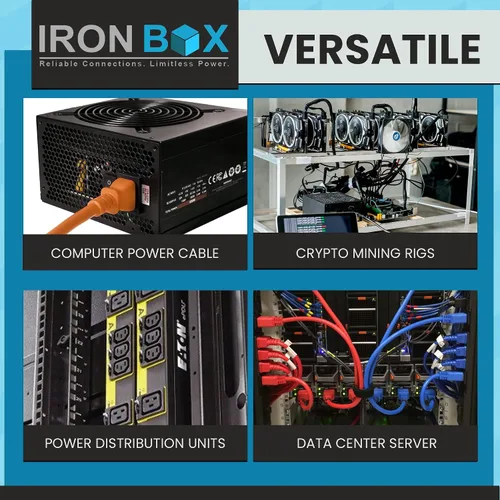 Vista 6 de IronBox Electric - Cable de Alimentación C14 a C13 de Servicio Pesado, 15A, 250V, Cable de Extensión para Computadora 14/3 AWG - Cables
