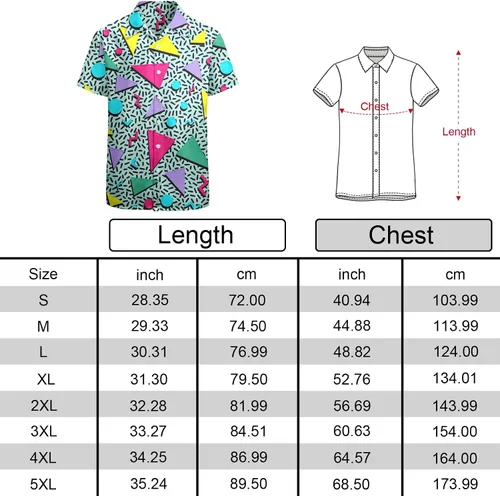 Vista 6 de HUGLAZY Conjunto de camisa hawaiana de los años 80 y 90 para hombre, camisa de manga corta con botones para hombres grandes y altos
