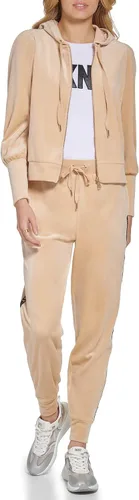Vista 4 de DKNY Sudadera con capucha suave con cremallera para mujer