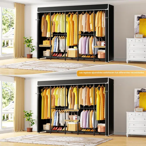 Vista 4 de ULIFHOME H50C Perchero Extra Grande con Cubierta, Armario Portátil Independiente, Percheros de Ropa Cubiertos para Colgar Ropa, Perchero Resistente