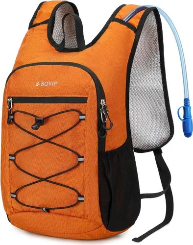 Vista 12 de BOVIP Mochila de hidratación ligera, mochila de senderismo multiusos de 15 litros con bolsa de agua de 1.5 L, mochila de agua hidráulica