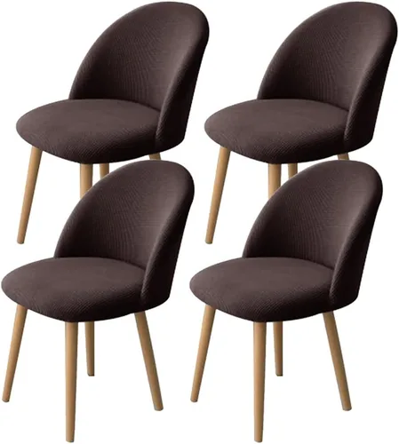 Vista 11 de XMNTG Juego de 4 fundas elásticas de jacquard gris para silla de comedor, con respaldo curvado, fundas para silla de acento modernas de mediados
