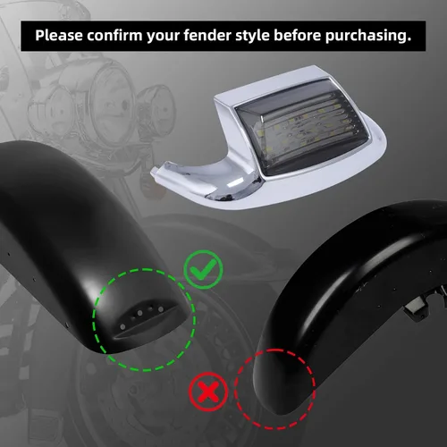 Vista 5 de TCT-MOTORPARTS Punta de guardabarros delantero Luz de humo Len se adapta a Harley Ultra Classic Electra Softail Glide