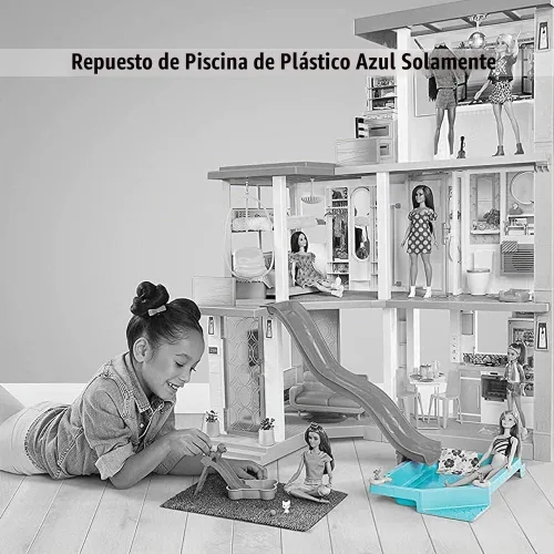 Vista 4 de Pieza de repuesto para Barbie Dreamhouse Playset - GRG93 ~ Reemplazo de piscina de plástico azul