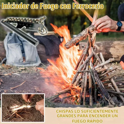 Vista 7 de VVAAGG 4 Inch Large Ferro Rod Fire Starter Survival Flint Kit Camuflaje